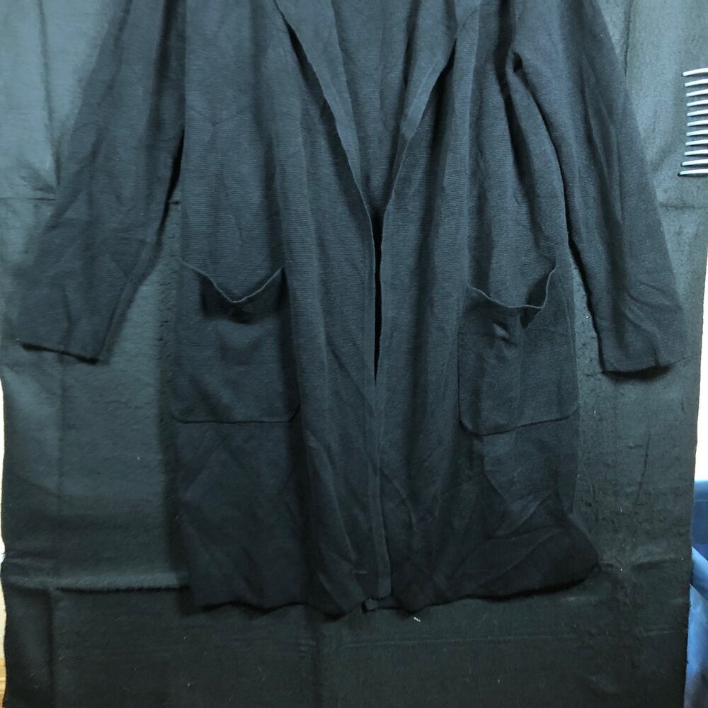 J Crew Women Sweater Black Open Front Thick Duster Cardigan Long Sleeve Pocket S - Picture 3 of 11